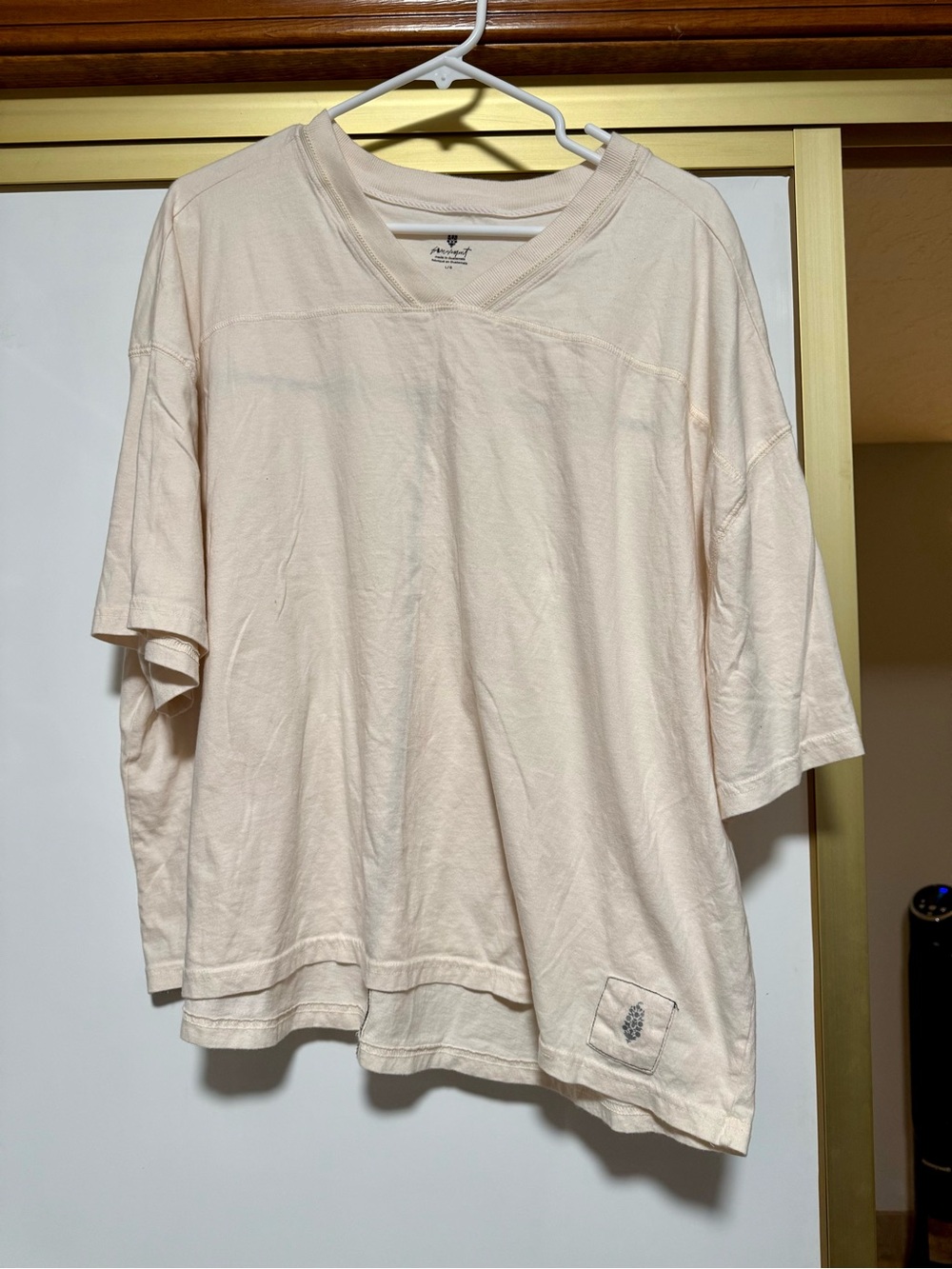 FP Movement Casual V-Neck Shirt in Light Beige